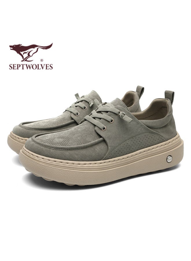 Septwolves Men's Breathable Casual Slip-on Shoes Soft Sole Work Shoes W8153799812 Khaki Gray Size 40 - Image 5