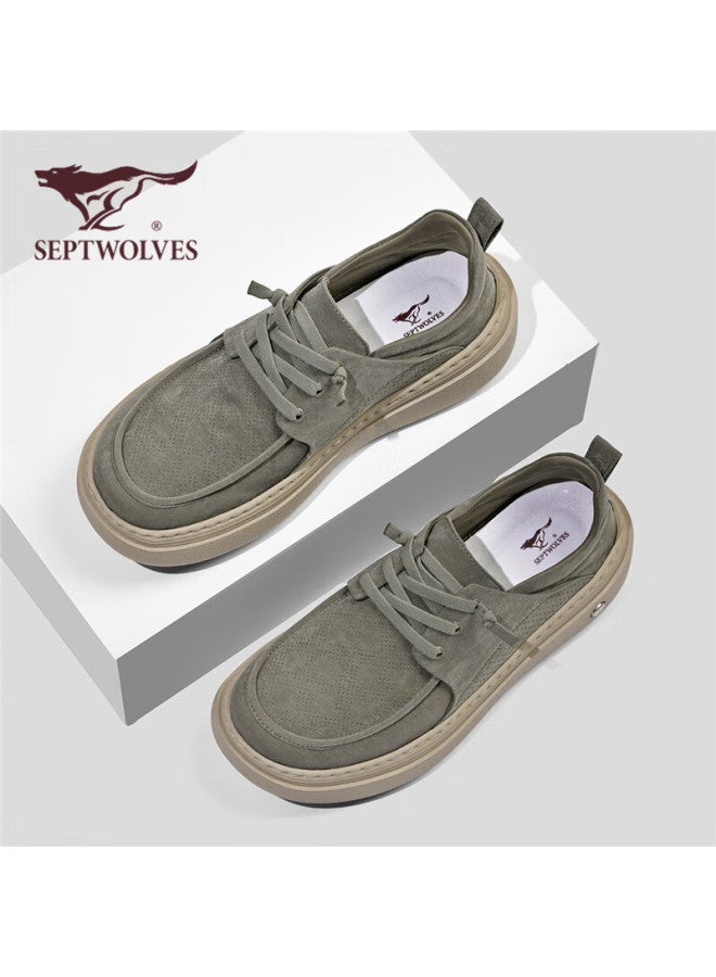 Septwolves Men's Breathable Casual Slip-on Shoes Soft Sole Work Shoes W8153799812 Khaki Gray Size 40 - Image 4