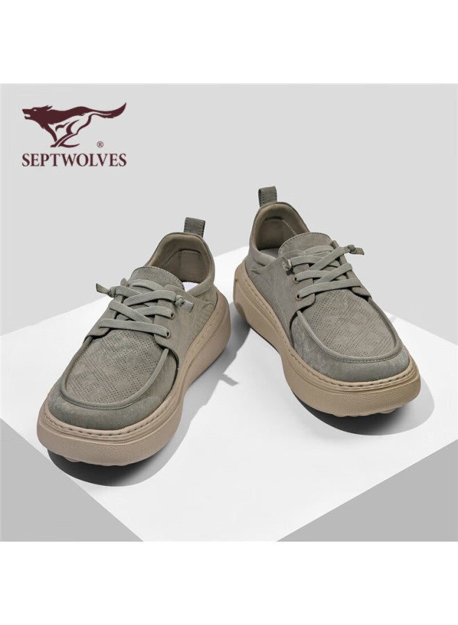 Septwolves Men's Breathable Casual Slip-on Shoes Soft Sole Work Shoes W8153799812 Khaki Gray Size 40 - Image 2