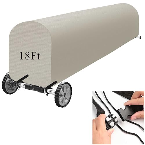 Woanger Heavy Duty Pool Solar Reel Cover Waterproof UV Resistant Inground Swimming Pool Solar Reel Roller Blanket(18 Ft,Beige) - Image 2
