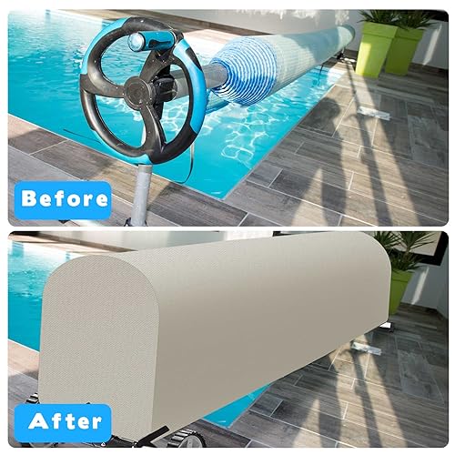 Woanger Heavy Duty Pool Solar Reel Cover Waterproof UV Resistant Inground Swimming Pool Solar Reel Roller Blanket(18 Ft,Beige) - Image 4