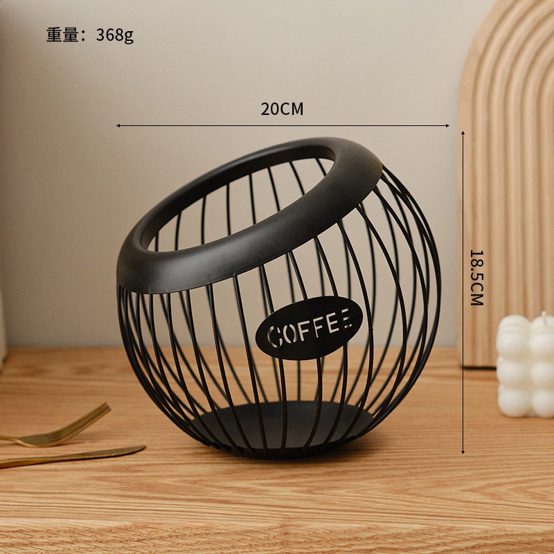 Border Wrought Iron Fruit Basket Coffee Capsule Storage Basket for Desktop Decoration, Snacks, Dried Fruits, and Sweets