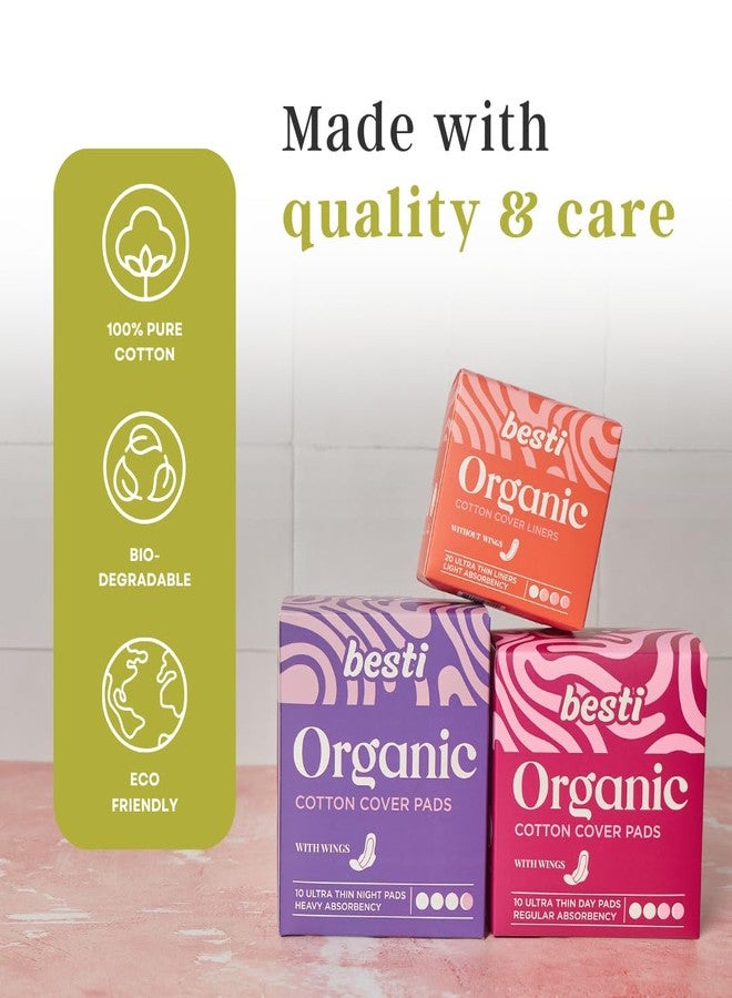 Besti 100% Organic Cotton Overnight Pads (10 Count - Image 3