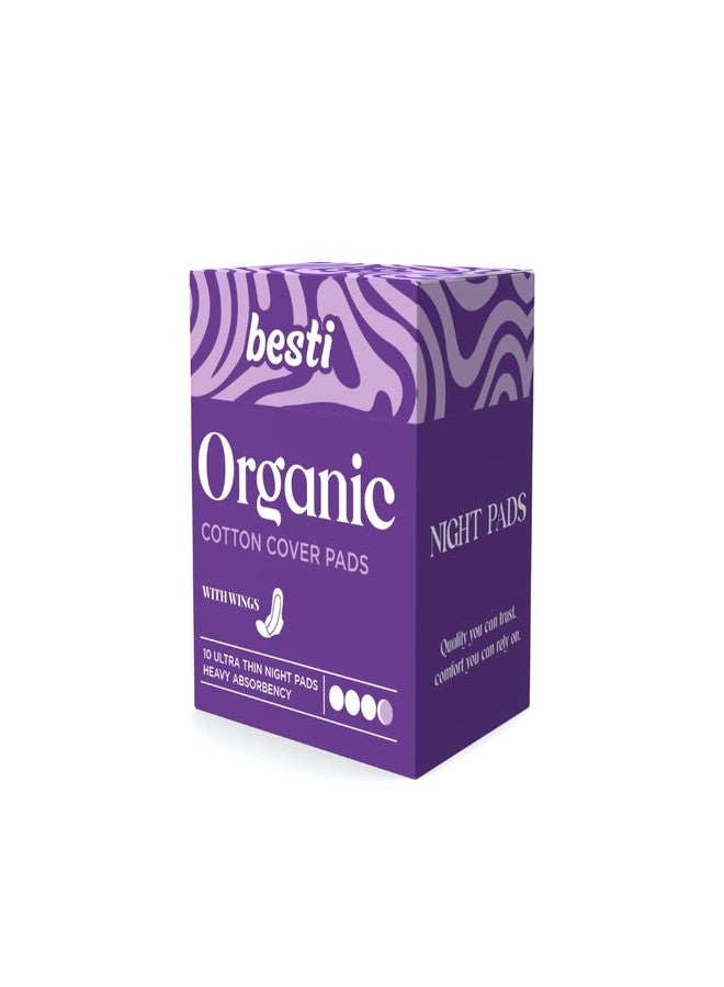 Besti 100% Organic Cotton Overnight Pads (10 Count - Image 1