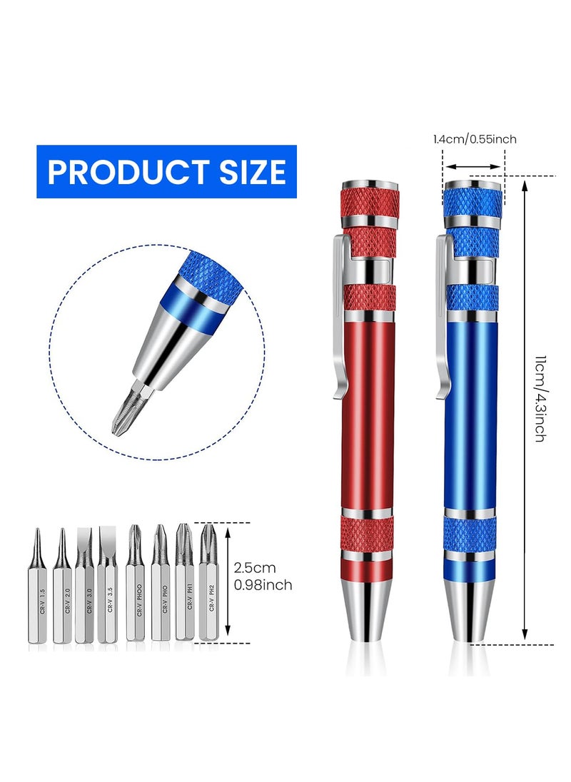Serplex Serplex 2pcs Pocket Screwdriver Pen with Clip 8 In 1 Multitool Pen Screwdriver Mini Screwdriver Set Magnetic Portable Screwdriver Crossing Flathead Screwdriver for Repairing Installing Hand Tool  - Image 2