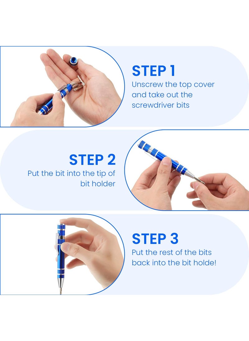 Serplex Serplex 2pcs Pocket Screwdriver Pen with Clip 8 In 1 Multitool Pen Screwdriver Mini Screwdriver Set Magnetic Portable Screwdriver Crossing Flathead Screwdriver for Repairing Installing Hand Tool  - Image 4
