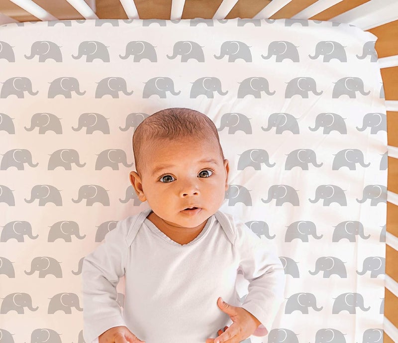 The Peanut Shell The Peanutshell 3 Piece Baby Crib Bedding Set for Boys  Girls  Newborn Infant  Toddler Nursery Bed Set Decor with Fitted Crib Sheet Dust Ruffle Comforter  Elephant Walk - Image 2
