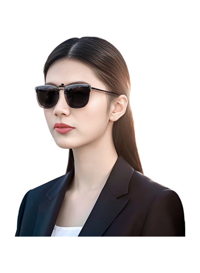 pulais Sunglasses Clip-On, Myopia Polarized Sunglasses, Unisex, Ultra-Light, Uv Protection, Driving Glasses, Silver Film Gray Lens - Image 1