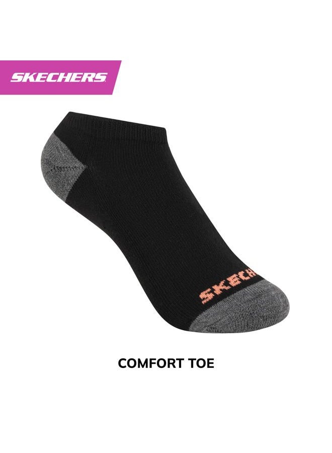 SKECHERS جوارب بنات 10 قطع أداء بدون ظهور، ملابس يومية للأطفال، ناعمة ومريحة، أبيض/رمادي/أسود، 5-6.5 - Image 4