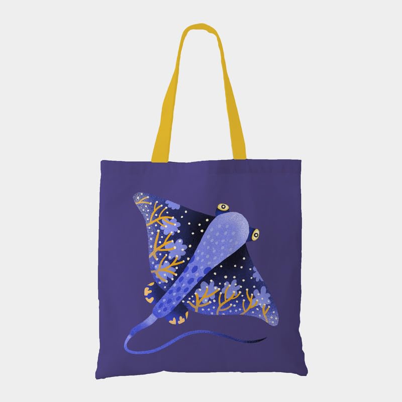 The Purple Tree Sting Ray Tote Bag witH for Women - 1 Pc, Woman Tote Bag, Eco Friendly Tote, Underwater Theme Bags, Gifts For Women - Image 2