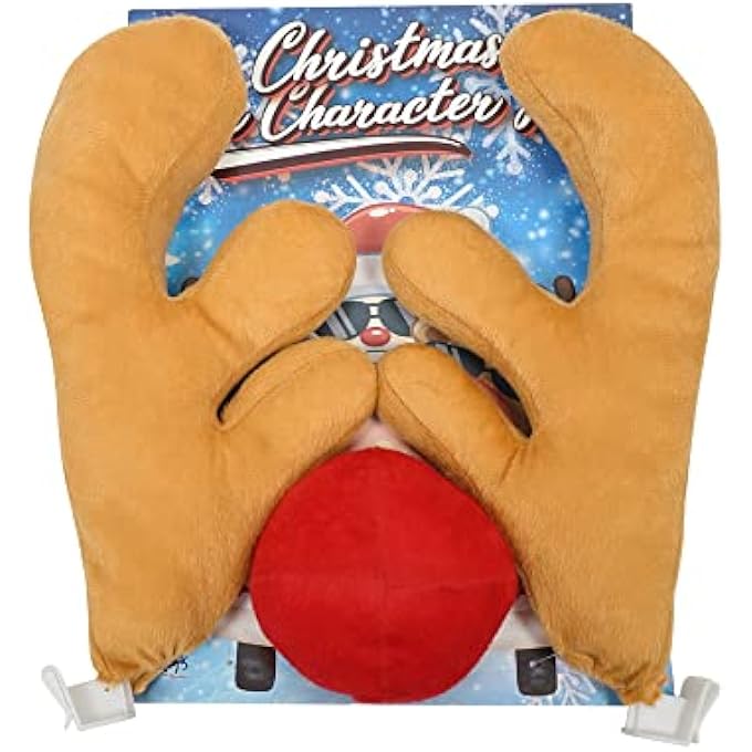 rayihni Eraspooky Christmas Car Antlers Reindeer Car Kit Reindeer Antler and Nose Vehicle Costume Christmas Reindeer Antlers Car Decoration Kit for All Vehicles - Image 3