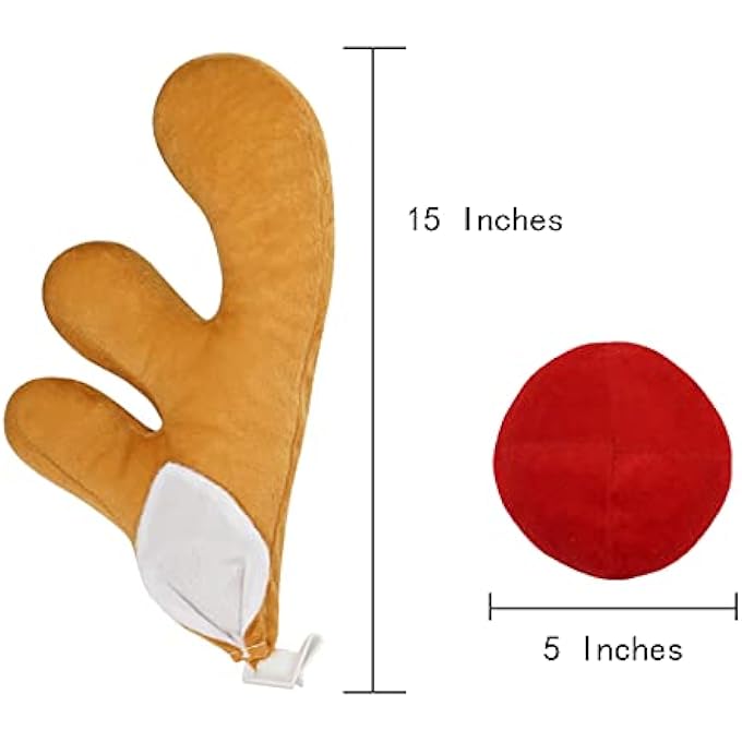 rayihni Eraspooky Christmas Car Antlers Reindeer Car Kit Reindeer Antler and Nose Vehicle Costume Christmas Reindeer Antlers Car Decoration Kit for All Vehicles - Image 2