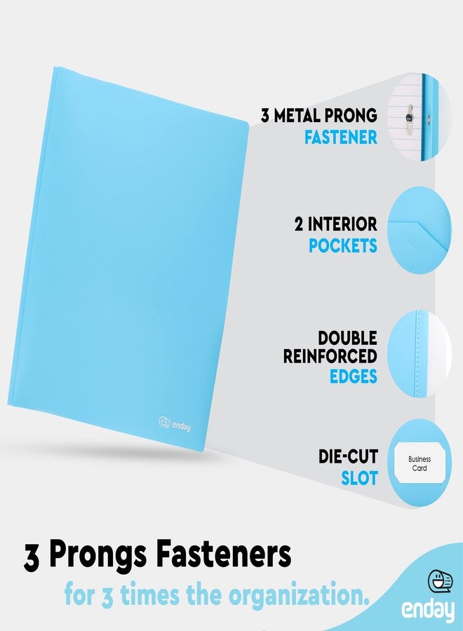 Enday Plastic Folders with Pockets and Prongs Blue - Two Pocket Folder with Brads - 3 Prong Folders with Pockets for Letter Size Sheets, Also Available in Purple, Green, Red, Pink, and Grey, 1 Pc - - Image 3