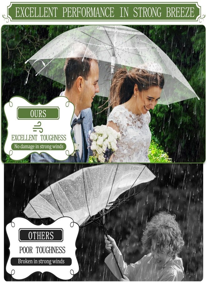Profasion 8 Pack Clear Wedding Umbrellas, High-Visibility Transparent Rain Umbrella, Firm and Durable, Easy Operation, Large for Two People and Fit for Wedding Bride Groom Photography Golf Outdoor - Image 4