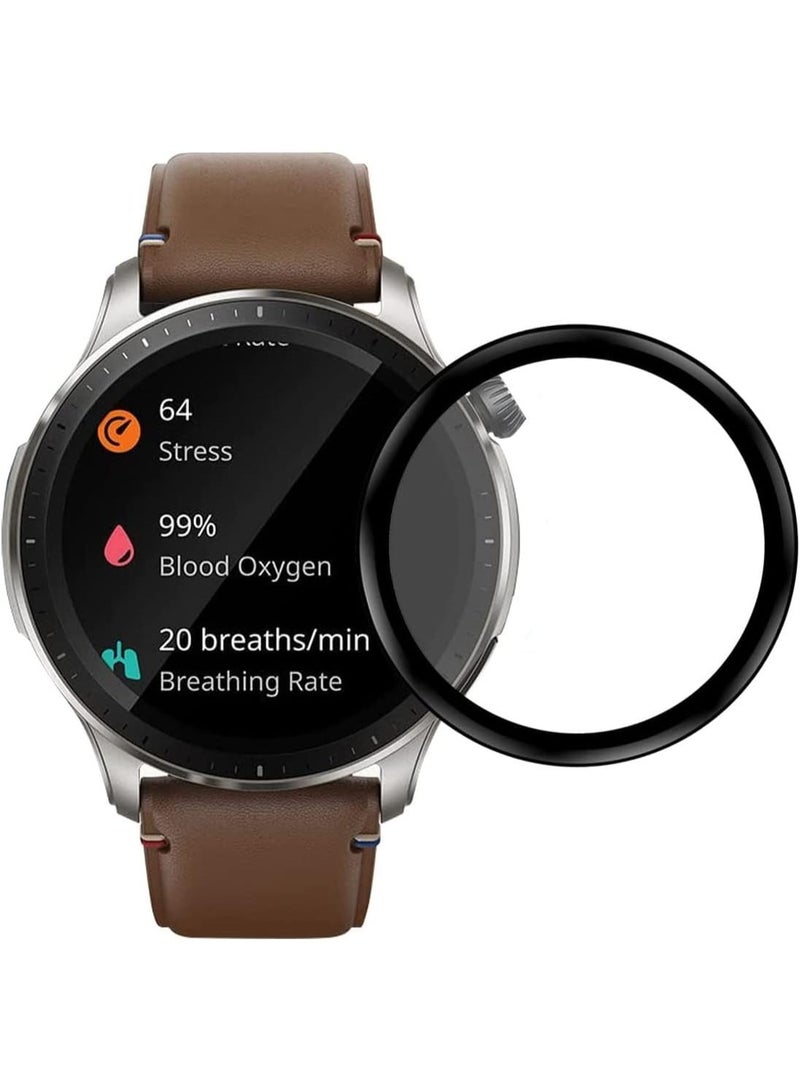 واقي شاشة ثلاثي الأبعاد ذو حواف ناعمة منحنية [مضاد للخدش] [خالٍ من الفقاعات] [مقاوم للكسر] [عالي الحساسية] (ليس زجاجيًا) لساعة Honor Watch 5 Ultra - Image 3