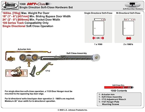 Johnson Hardware 1060 Soft Close Hanger - USA Made, , SOFT CLOSE STANDARD - Image 3