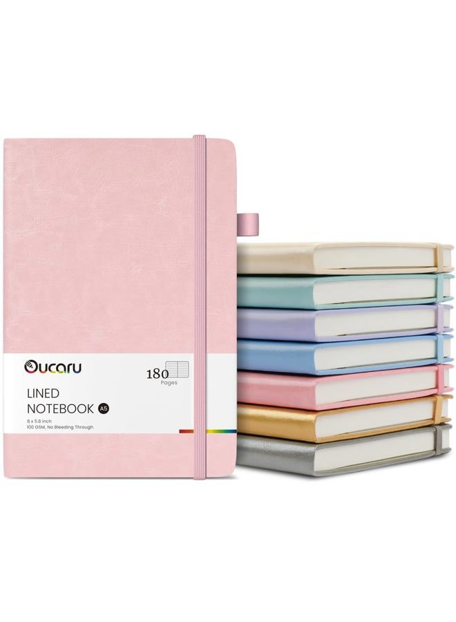 Oucaru Lined Journal Notebook, 8 Pack, 180 Pages, A5 Journals for Writing, 100 GSM Thick Paper, Small Notebooks Daily Journal for Women Men Work, Business, School, Travel Supplies - Image 1