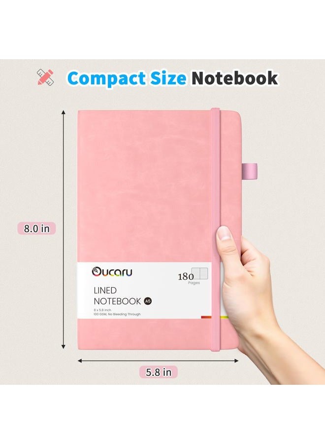 Oucaru Lined Journal Notebook, 8 Pack, 180 Pages, A5 Journals for Writing, 100 GSM Thick Paper, Small Notebooks Daily Journal for Women Men Work, Business, School, Travel Supplies - Image 2