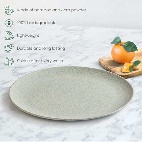Red Butler Eco-Friendly Bamboo Fiber Plates | Set of 4 Dinner Plates (11-Inch) | Reusable and Stain Resistant | Sturdy Weight and Durable | Microwave & Dishwasher Safe | Stonewash Design - Image 2