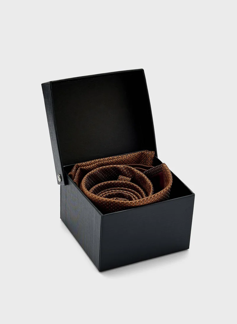 Robert Wood Tie & Pocket Square In Gift Box