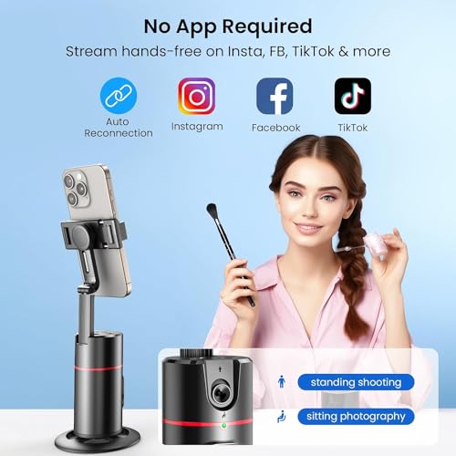 ADZOY Professional P02 Auto Face Tracking Tripod Desktop Gimbal, 360° Rotation Phone Holder Body Track Camera Mount with Remote, No App, Gesture Control, Moving Tripod for Vlog Live Streaming - Image 3