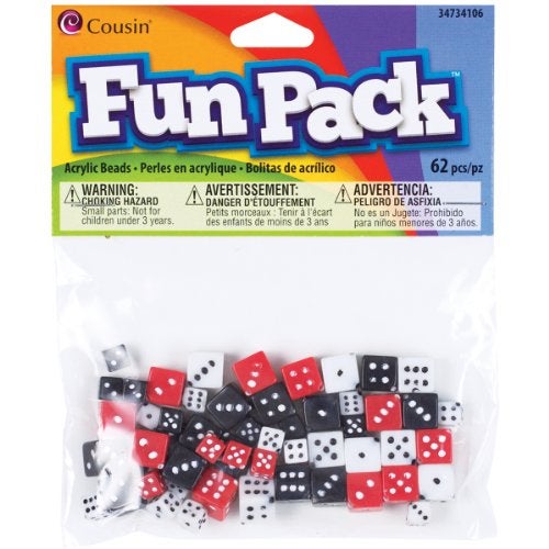 Cousin Fun Packs 62-Piece 8mm-10mm Dice Beads - Image 1