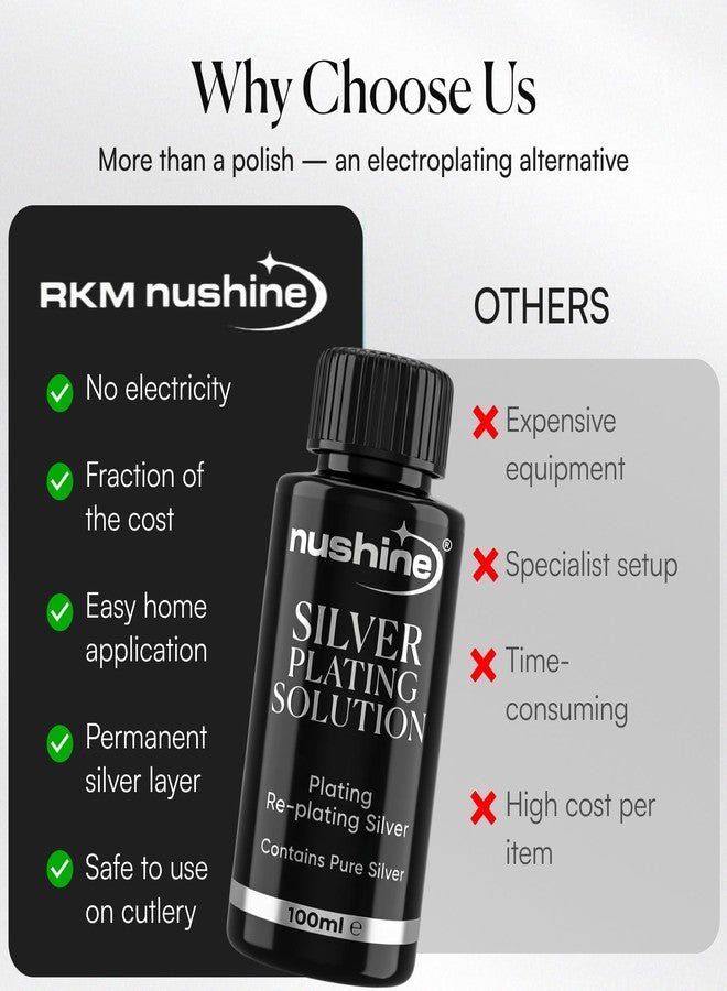 Nushine Silver Plating Solution 1.7 Oz - permanently plate PURE SLIVER onto worn silver, brass, copper and bronze (ecofriendly formula) - Image 5