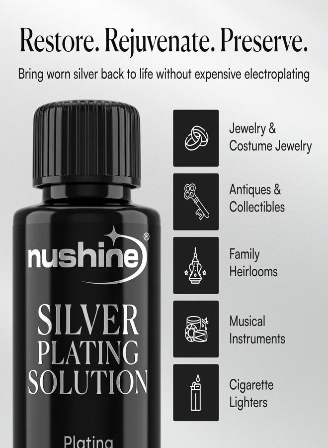 Nushine Silver Plating Solution 1.7 Oz - permanently plate PURE SLIVER onto worn silver, brass, copper and bronze (ecofriendly formula) - Image 4