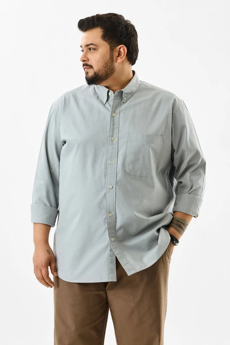 سنيتش Lucia Light Grey Plain Plus Size Shirts