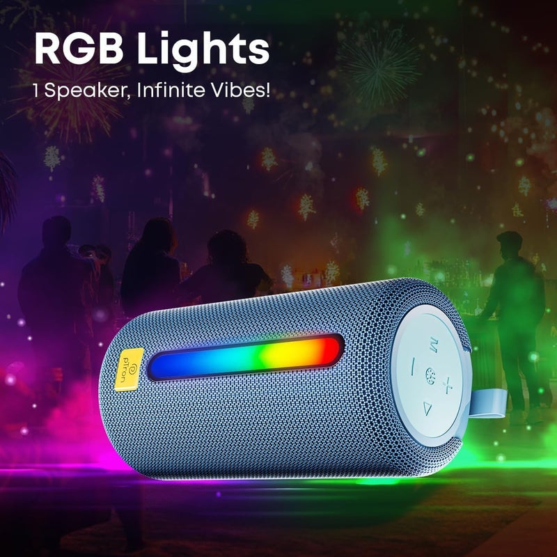 PTron Fusion Buzz 14W Bluetooth Speaker with Pristine Sound, 8hrs Playback, Rhythmic RGB LEDs, Multi-Play Modes BT5.3/TF Card/USB, TWS Feature, Integrated Button Controls, Type-C Charging (Blue) - Image 4