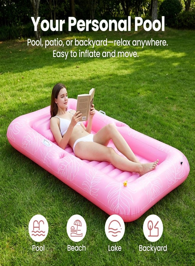 Zeraty 83'' x 50'' Inflatable Tanning Bed Pool Lounger, 2-in-1 Tanning Floating Rafts for Adults, Beach Backyard Personal Sunbathing Pool with Cup Holder, Ice Tray and Sprinkler (330lbs Capacity) - Image 4