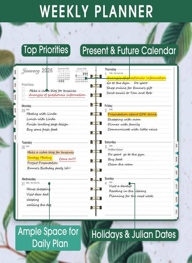 Ymumuda Academic Planner 2026,Weekly and Monthly Calendar Planner (Jan. 2026-Dec. 2026),8.5"×6.4",Hardcover Teacher School Supplies,Premium Thick Paper,Planners for School/Work Office, Green - Image 3