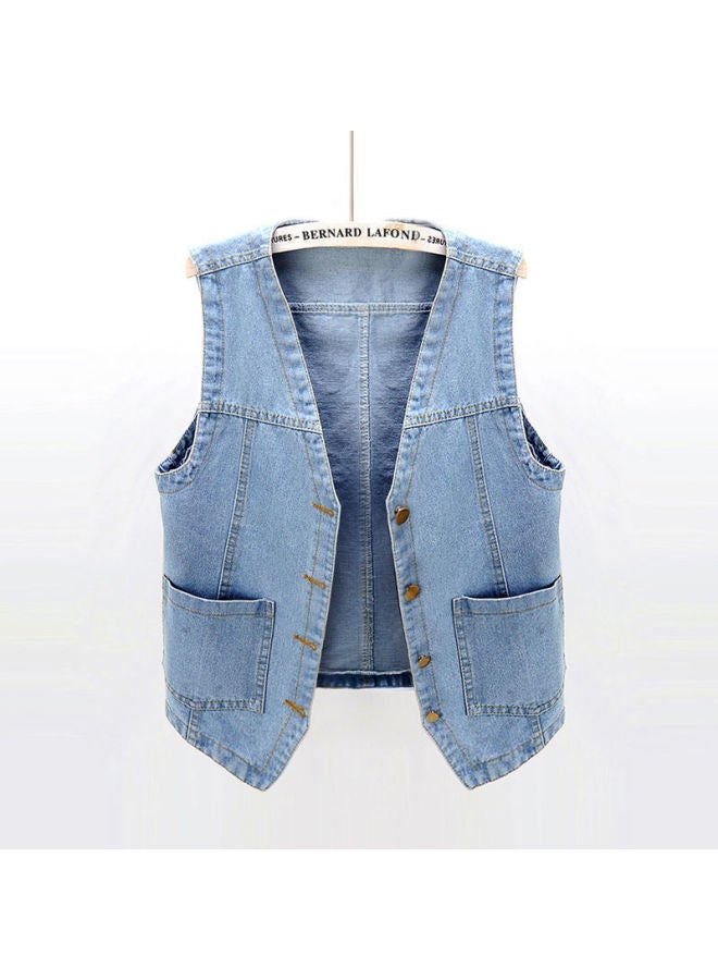 Spring And Summer All-match Denim Vest Women's Short Loose Korean BF Sleeveless Jacket Vest Waistcoat Student Fashion 