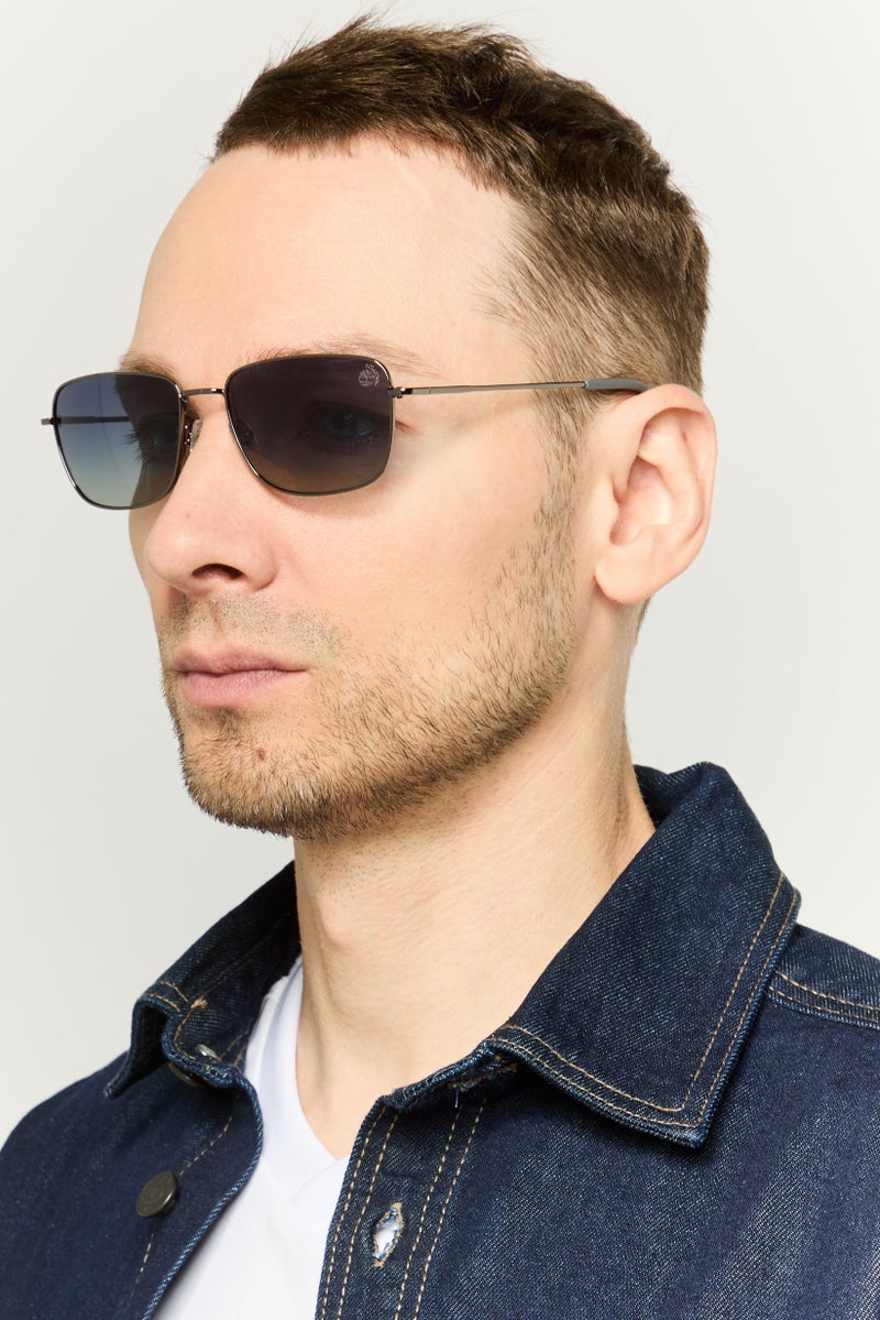 Timberland نظارات شمسية مستطيلة للرجال TB933808D57، سوداء مدخنة - Image 2