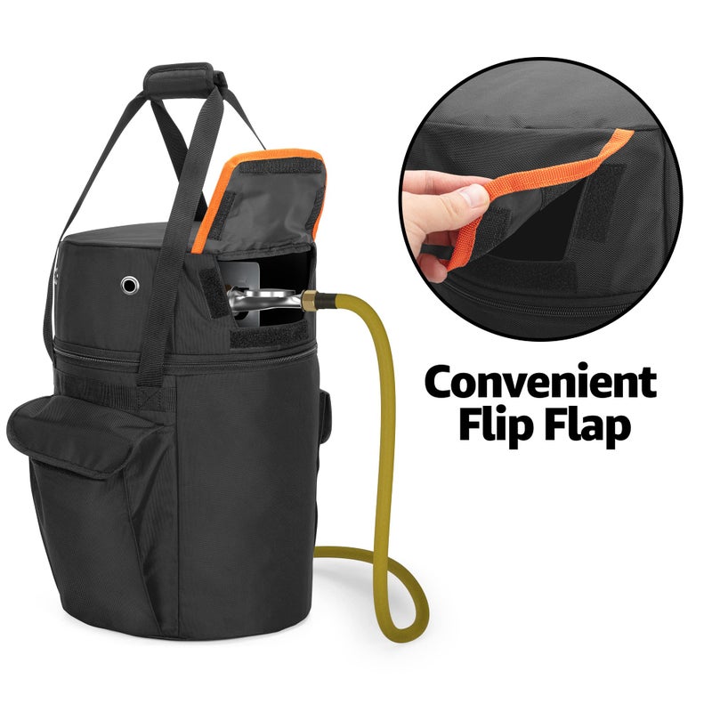 samdew 20 lb Propane Tank Bag, Outdoor 20lb Propane Gas Tank Cover with Tabletop Feature and 2 Pockets, Propane Tank Cylinder Storage Carrier for Traveling & Camping, Black (Bag Only) - Image 2