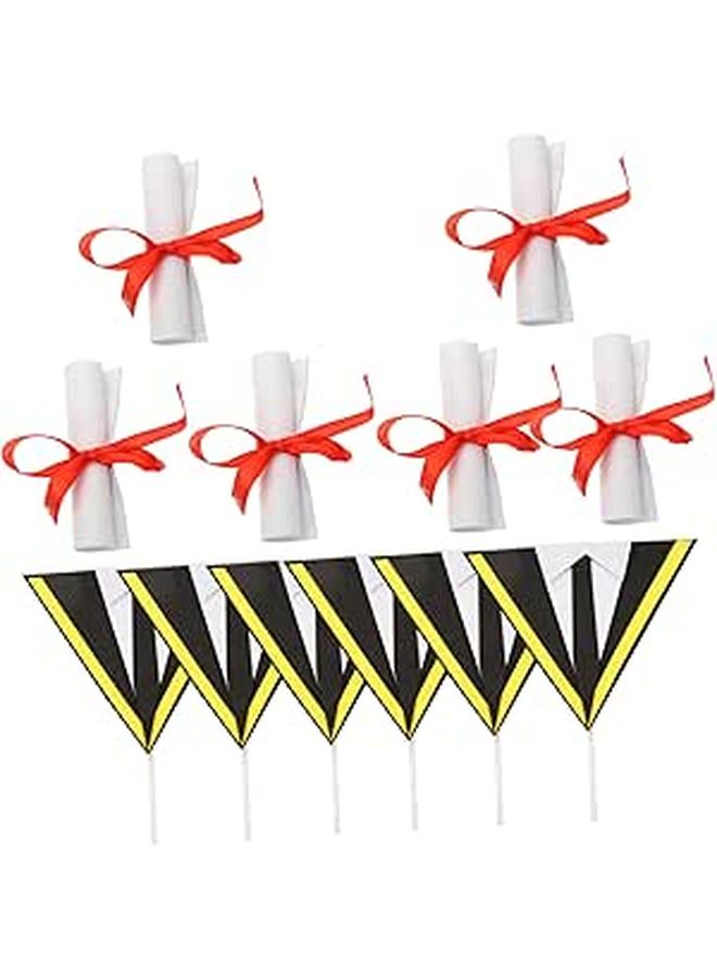Graduation Cake Decorations 12PCS With Bachelor Cap Diploma Cupcake Toppers - Image 1