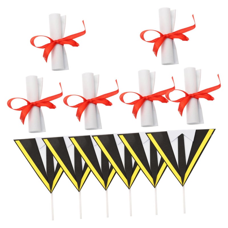 Graduation Cake Decorations 12PCS With Bachelor Cap Diploma Cupcake Toppers - Image 2