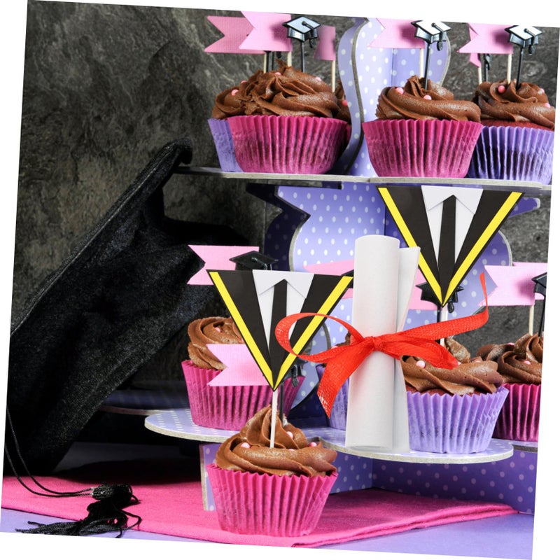 Graduation Cake Decorations 12PCS With Bachelor Cap Diploma Cupcake Toppers - Image 4