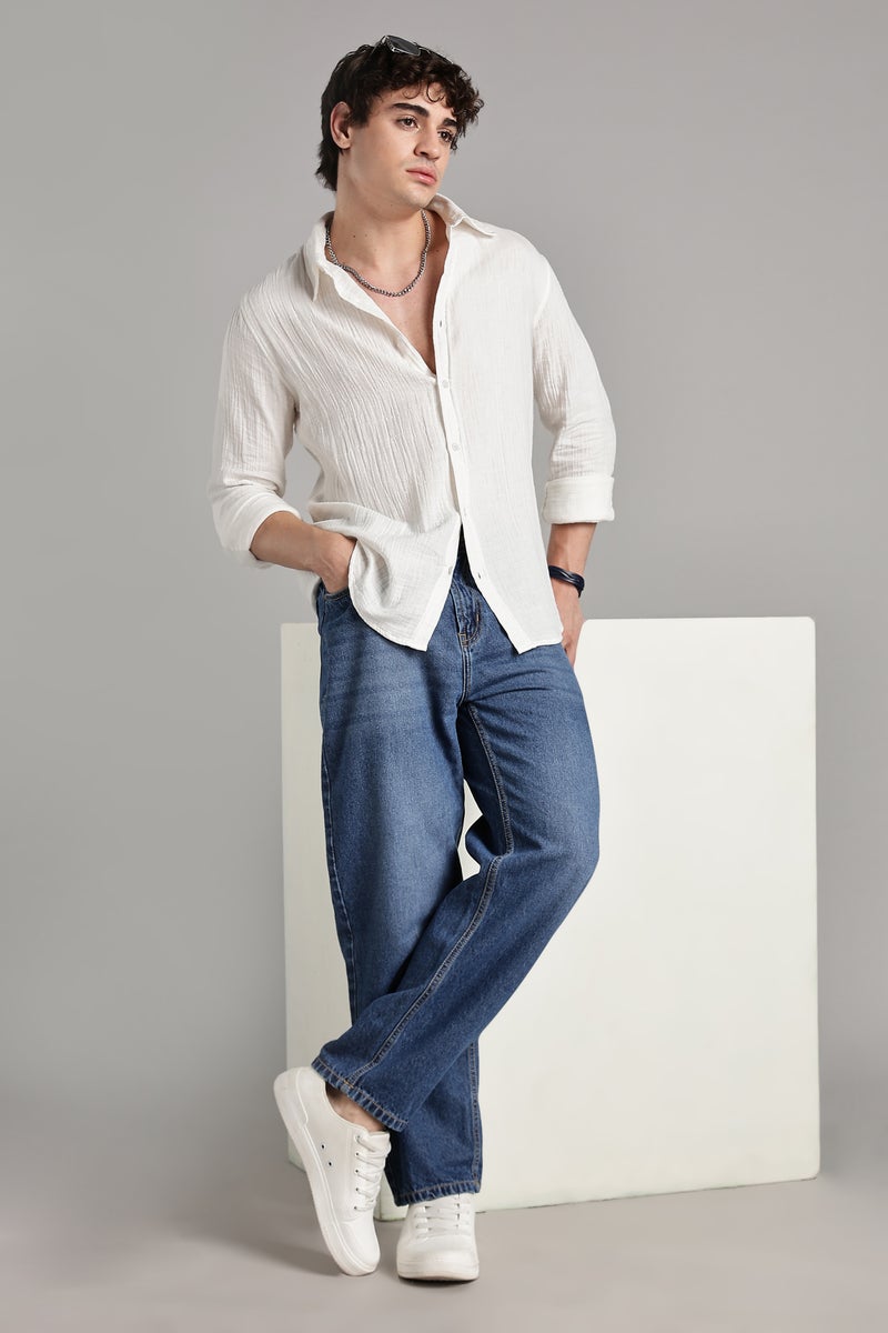 fyltr Men's 100% Cotton Solid Color Textured Shirt - Full Sleeves | Casual Shirts for Men | Comfortable & Soft | Stylish Shirt - Image 2