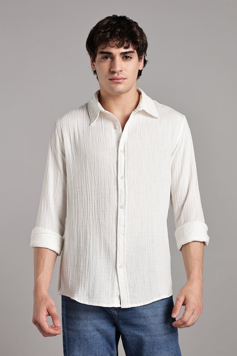 fyltr Men's 100% Cotton Solid Color Textured Shirt - Full Sleeves | Casual Shirts for Men | Comfortable & Soft | Stylish Shirt - Image 1