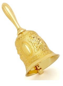 Bukela Golden Hand Bell, Decorative Hand Bell, Engraved Bell Call Bell Handheld Bell for Wedding, School, Christmas, Alarm and Bedridden (Gold)  - Image 1