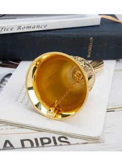 Bukela Golden Hand Bell, Decorative Hand Bell, Engraved Bell Call Bell Handheld Bell for Wedding, School, Christmas, Alarm and Bedridden (Gold)  - Image 2
