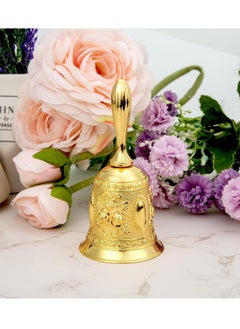 Bukela Golden Hand Bell, Decorative Hand Bell, Engraved Bell Call Bell Handheld Bell for Wedding, School, Christmas, Alarm and Bedridden (Gold)  - Image 5