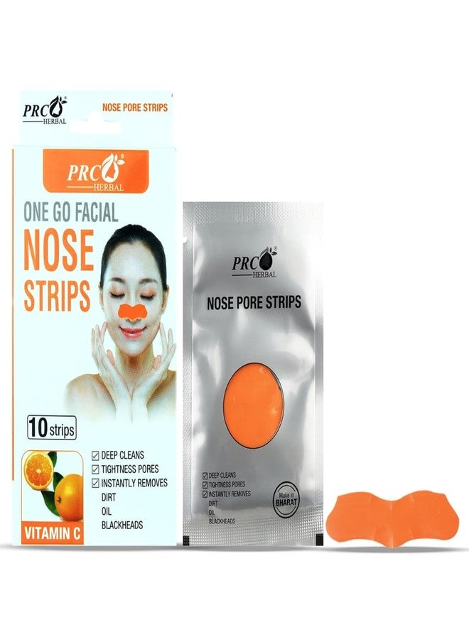 PRC HERBAL Vitamin-C Nose Strips - Blackhead Remover For Men & Women (Pack of 1, 10 Strips)| Deep Cleansing | Pore Tightening | Instant Dirt & Oil Removal | Brightening Formula - Image 1