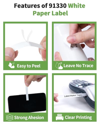 Label KINGDOM 3-Pack Compatible with DYMO Label Maker Refills White Paper Tape 91330 12mm x 4m (1/2" x 13') Label Maker Tape Dymo for Labeler LT-100T LT-100H 200B - Image 3