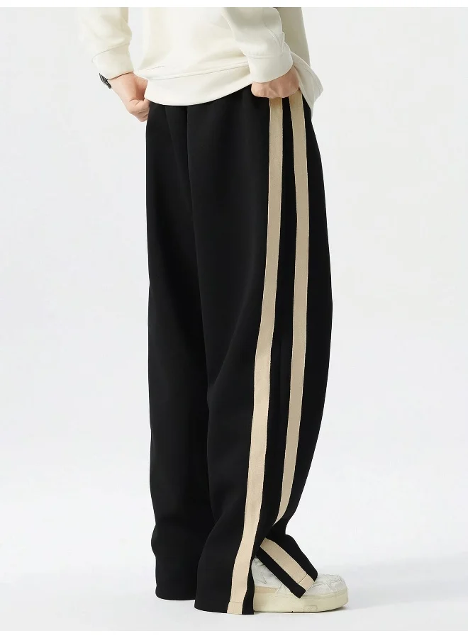 Maniac  Maniac Mens ColorBlock Side Tap Black and Beige Color Baggy Fit Pant for Men | Best Price UAE