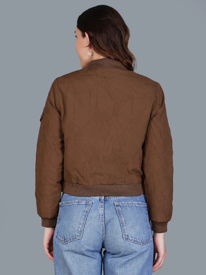 Fort Collins brown Women Brown Crop Bomber Jacket for Women | Best Price UAE