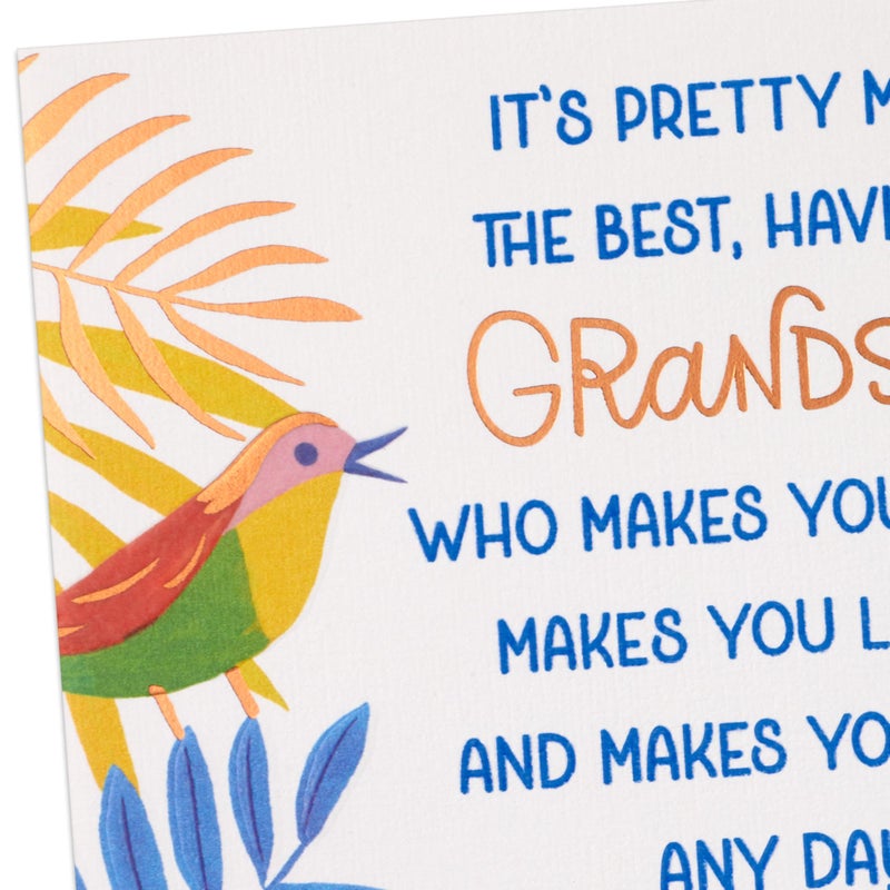Hallmark Birthday Card for Grandson (Tropical Leaves with Bird) - Image 4