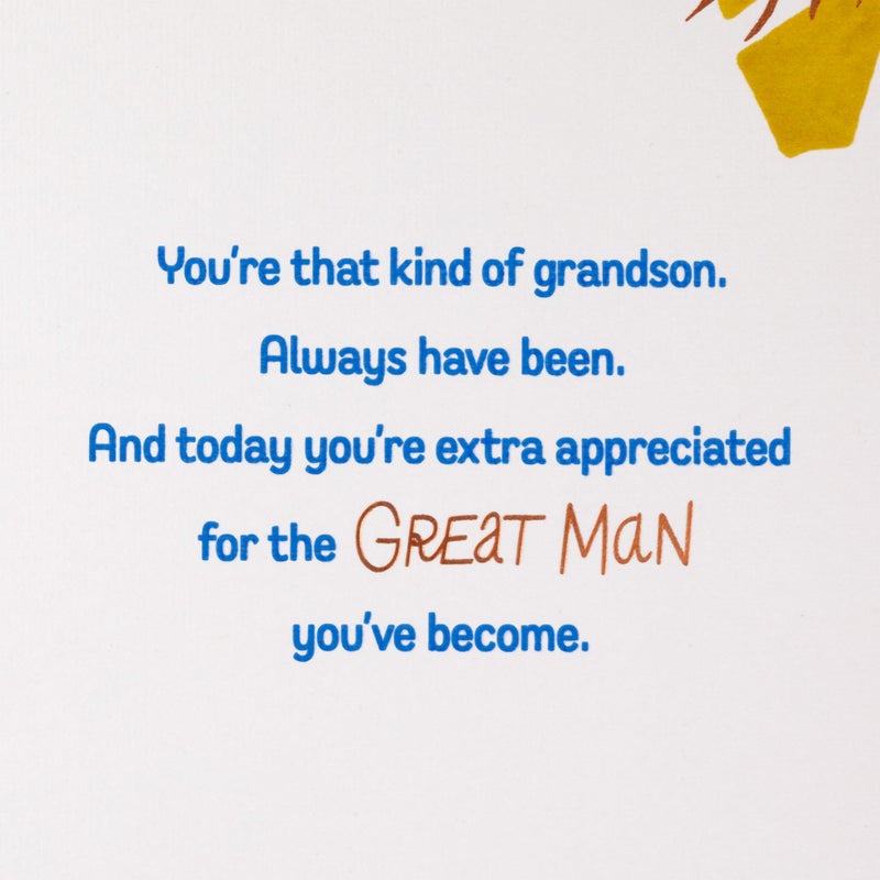 Hallmark Birthday Card for Grandson (Tropical Leaves with Bird) - Image 3
