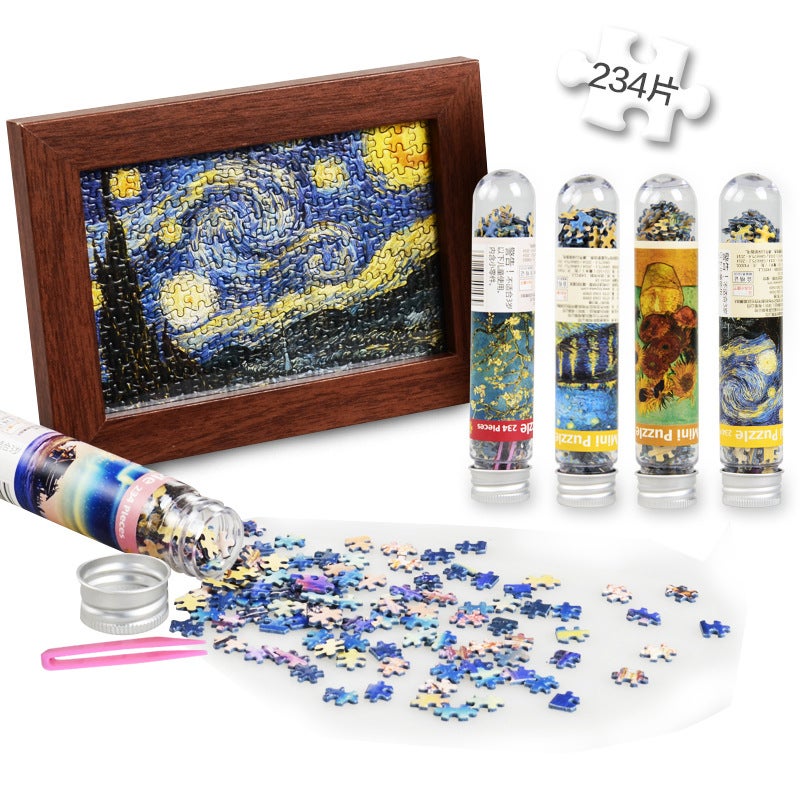 Adult Puzzle Mini Test Tube Pocket Small Puzzle 234 Pieces Van Gogh World Famous Painting Scenery Toy - Image 2